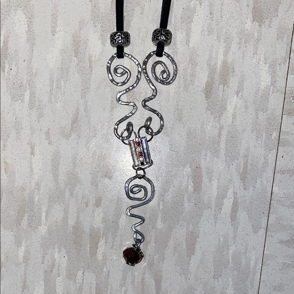 Vintage Silver Pendant Cotton Cord Necklace